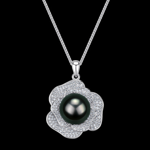 9-10mm Tahitian Black Pearl &Miya Pendant